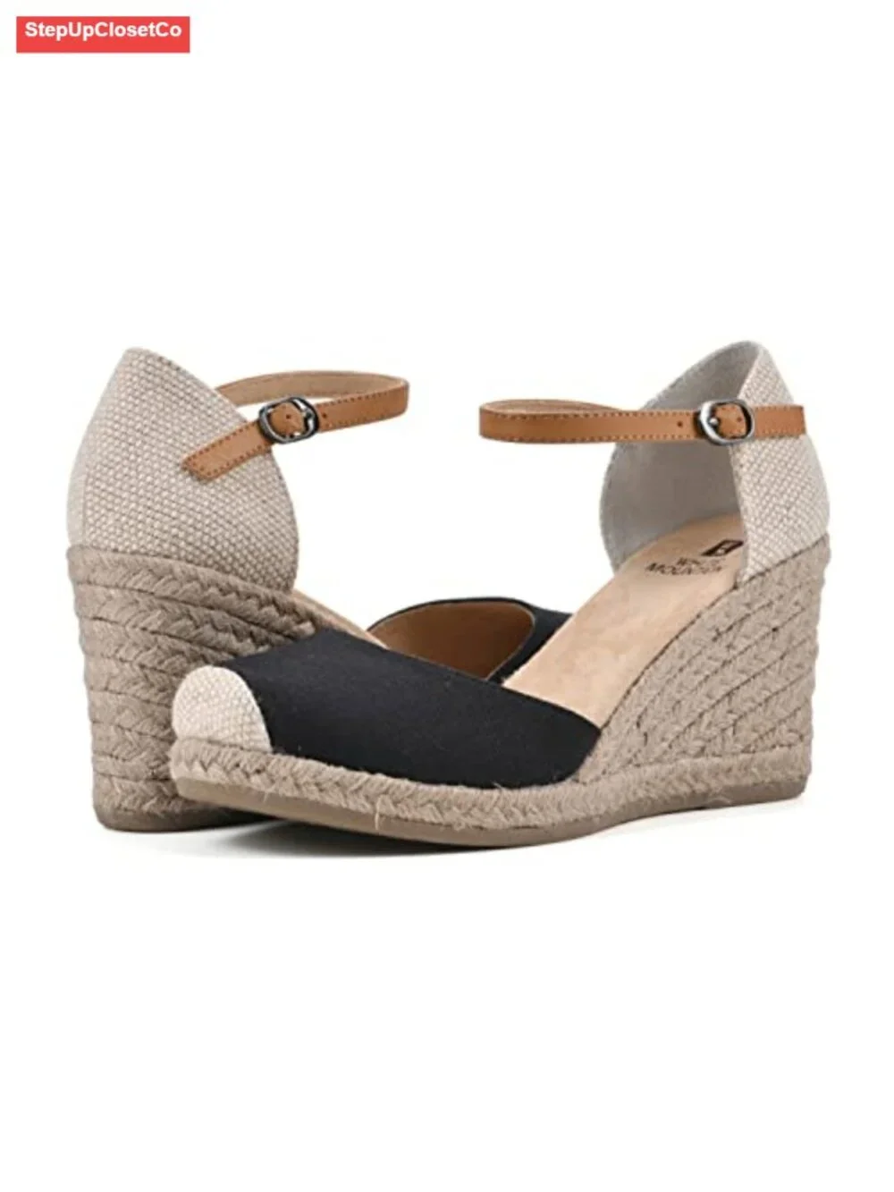 Espadrille Wedge Sandal with Cushioned Insole and Adjustable Buckle